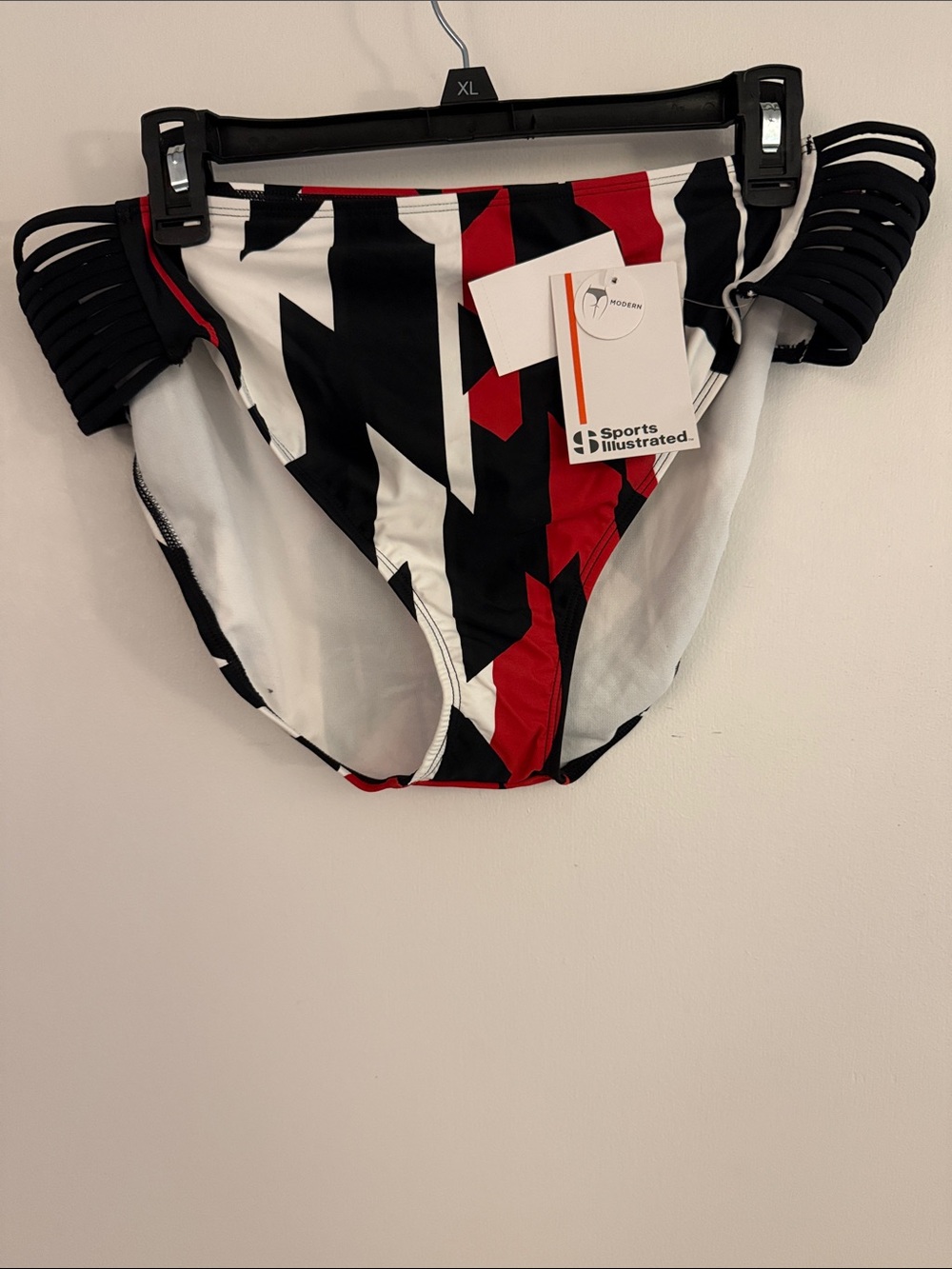 Sports Illustrated Swim Red Black White Graphic Bikini Bottom